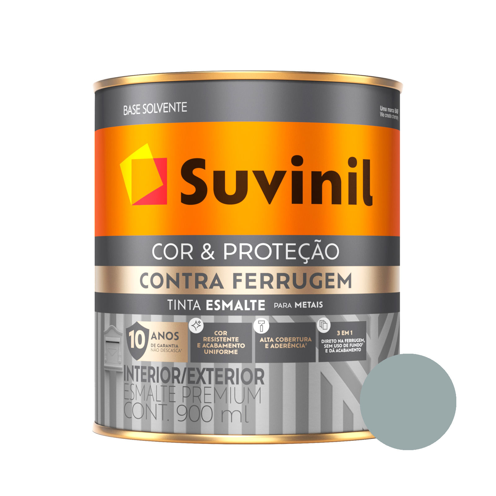 Esmalte Brilhante Cinza Medio Contra Ferrugem Suvinil